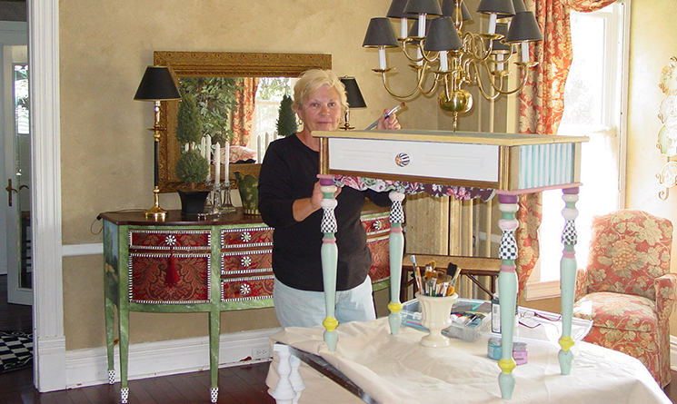 Bonnie Farnsworth, a grandmother in upstate New York, creates hand-painted vintage furniture.